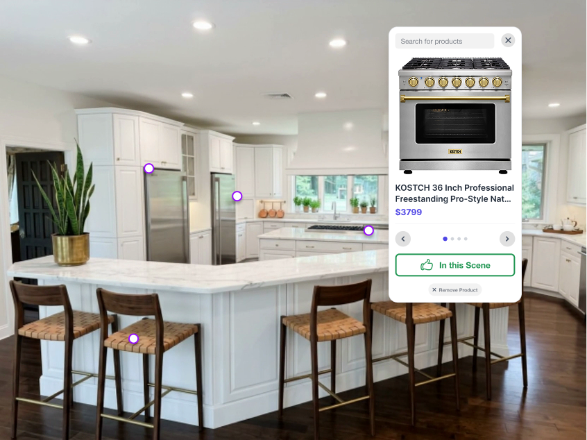 A listing page with shoppable product hotspots